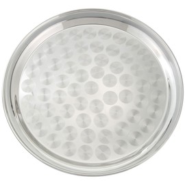 Winco 12" Service Tray, Round, S/S, Swirl Pattern