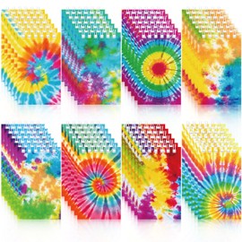 Zonon 48 Pieces Mini Tie Dye Notepads Tie Dye Party Favors Art Party Spiral Pocket Notebooks Fun Coil Mini Notepads for Kids Tie Dye Birthday Party Goodie Bag Fillers Classroom Rewards, 8 Style
