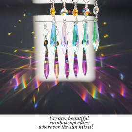 63mm Colored Suncatcher Chandelier Crystal Icicle Prisms,Crystal Garland with Metal Bow Clips,Hanging Crystal for Windows Lamp Drop Chandelier DIY Decoration,Pack of 20
