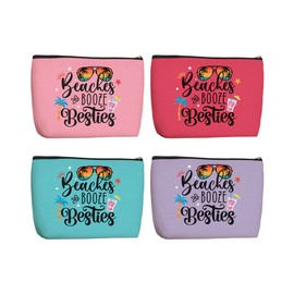 4Pcs Girls Trip Gifts Favors Friendship Gifts for Women Friends Bestie Gifts Girls Weekend Gifts Beach Accessories Beach Gifts Sunscreen Bag Summer Bag Makeup Bag Beach Travel Essentials for Vacation