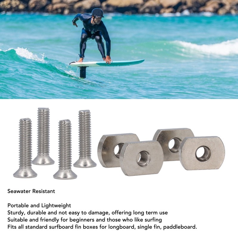 Surfing Accessories Stainless Steel Fin Screw and Plate for Surf