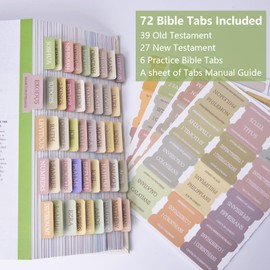 Qmoso Bible Tabs, 72 Laminated Bible Tabs for Women and Men Study Bible, Easy to Read and Apply, Bible Index Tabs, Large Print Bible Book Tabs, Bible Study Supplies (Boho Theme)