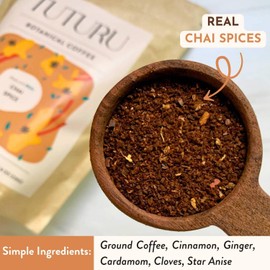 Organic Dirty Chai Ground Coffee - Medium Roast, Organic Flavored Coffee - Real Chai Spices - Smooth Low Acid - Perfect for Drip, Pour Over or Cold Brew - 8 oz, 22 Servings