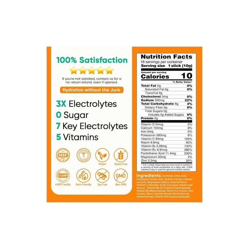 Venture Pal Electrolitos En Polvo Sugar Free 16 Sobres Keto