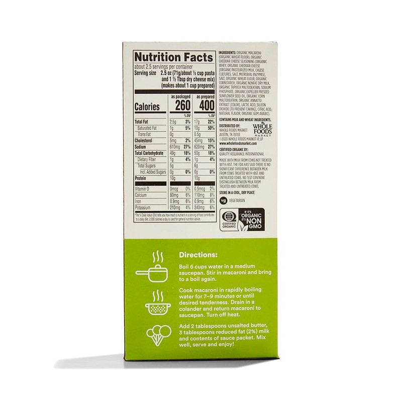 365 by Whole Foods Market, Organic Cheddar Macaroni & Cheese