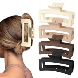 Misstars Pack of 4 Extra Large Hair Clips, 13 cm Jumbo Large Hair Clips for Thick, Long, Curly Hair, Matte Non-Slip Hair Clips, Women's Hair with Strong Hold, XL Oversized Hair Clip