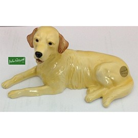 John Beswick "Golden Retriever Lying" 8.5cm JBD54, Hand-Painted Ceramic Sculptures, Gift Boxed