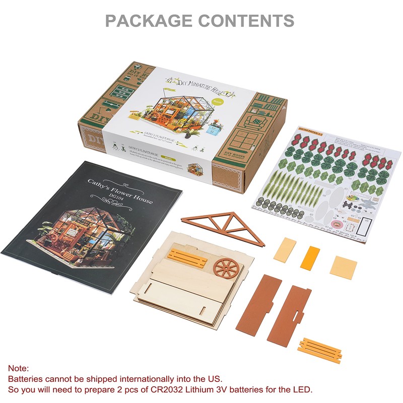 Rolife DIY Miniature Dollhouse Kit 1:24 Scale Wooden Greenhouse Mini