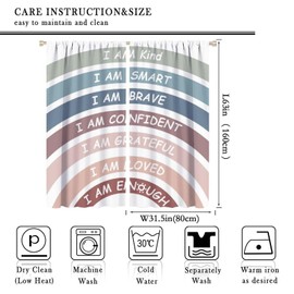 YungHo Boho Rainbow Curtain, Classroom Book Center Calming Corner Playroom Decor, I Am Kind Smart Brave Home Girls Room Blackout Window Treatment, Colours 21" W x 45" L x2【Decor】