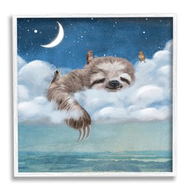 Stupell Industries Sloth Asleep in Clouds Framed Giclee Art by Paula Belle Flores