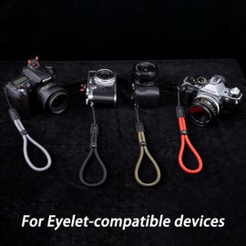 VKO Climbing Rope Camera Wrist Strap,High-Performance Cord & Leather Adjuster–6mm Safety Tether for Compact Cameras,Mirrorless Camera,Eyelet-Compatible Devices Black
