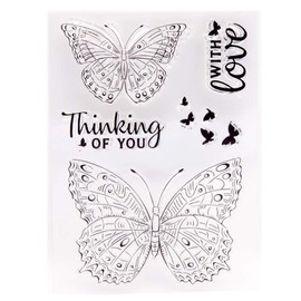arriettycraft Thinking of You with Love Butterfly Clear Stamps for Card Making Decoration and DIY Scrapbooking Tools Rubber Stamps