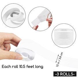 3 Rolls 1.5 Inch Caulk Tape Self Adhesive Toilet Caulking Strip Bathroom Sealing Caulk Strip Peel and Stick Bathtub Caulking Tape, 10.5 Feet Each Roll (White)