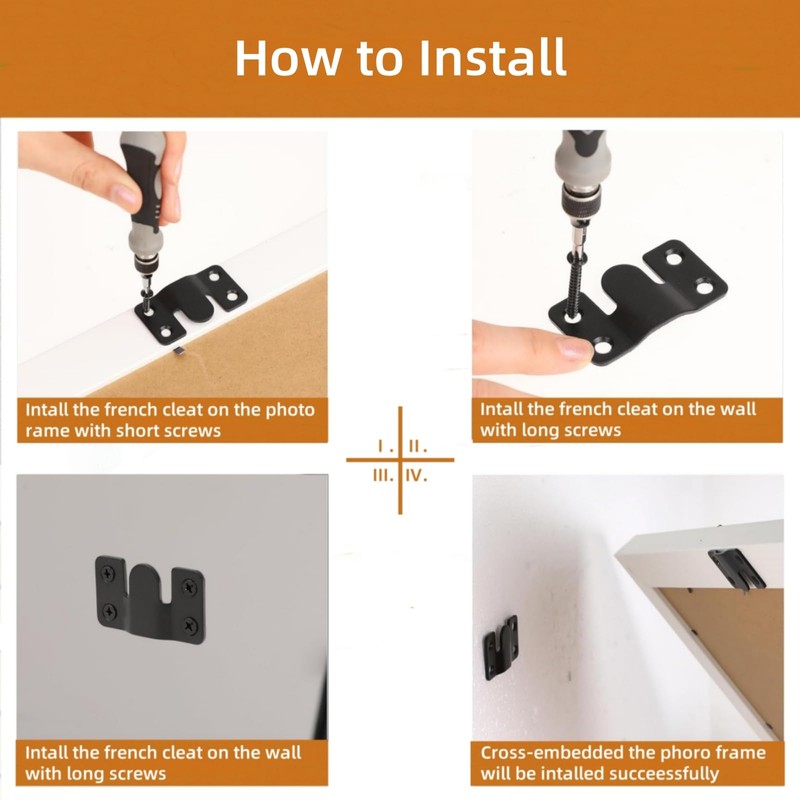 [10 Pairs Large] Interlocking Flush Mount Brackets, Stainless Steel Heavy