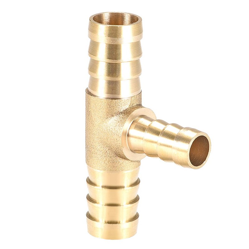 sourcing map Tee Brass Barb Fitting Reducer 3 Way, Fit