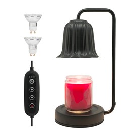 Eelexa Candle Warmer - Electric Candle Warmer lamp with Timer & Dimmer, top Down Adjustable Height Candle Warmer Lantern with 2 Bulbs for Melting jar Candles(Black)