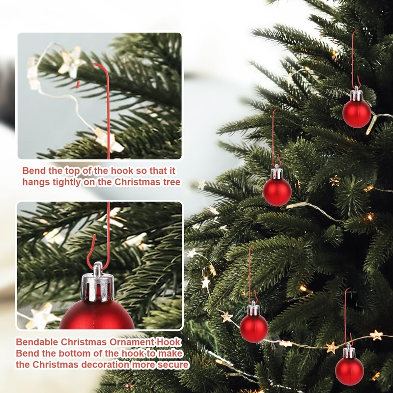 200pcs Christmas Ornament Hooks, 2.4x0.5 inch C Shaped Christmas Tree