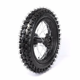 REBEKAMODS 80/100-12 Rear Wheel Tire with Rim 1.85x12, 12mm Bearing Axle for Pit Pro Dirt Bike 125cc 140cc 150cc KLX SSR