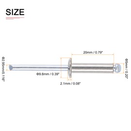 DTGN 5 mm x 20 mm (DxL) Blind Rivets - 25 Pack - Good for Machine Connection - 304 Stainless Steel Dome Open End Rivet