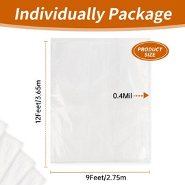 Plastic Drop Cloth,12 x 9 Ft Plastic Sheeting for Painting,Thick Dust-Proof Tear-Resistant Painters Plastic Dust Tarp for Furniture Car(2 Pack)