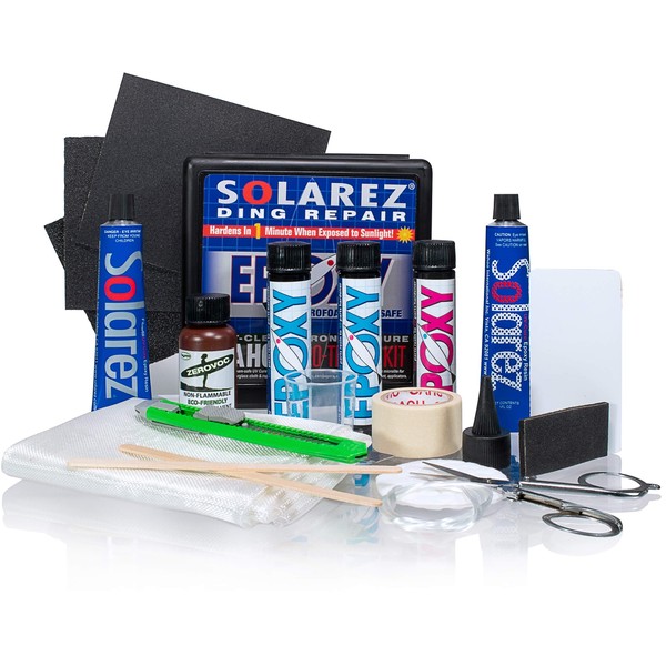 SOLAREZ UV Cure Epoxy PRO Travel Gift Kit ~ Epoxy Surfboard Repair Kit ~ Cures 3 min in The Sun for a Professional Repair! Plus - Low Odor, Easy to Use, Made in The USA!