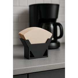 NewGround Designs Coffee Filter Holder Storage - Filter Holder Stand/Holder for All Sizes - Modern Black Freestanding Stand