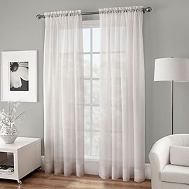 Platinum Collection Crushed Voile 108" L, 1 Sheer Rod Pocket Panel - White