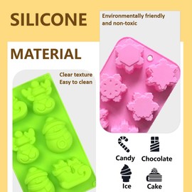 Silicone Molds Christmas, 5 PCS Non-Stick Food Grade Silicone Molds for Chocolate, Candy, Jelly, Ice Cube, Dog Treats, Cupcake Baking, Candle, Soap