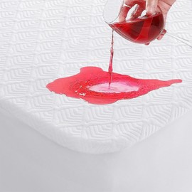 Full Size Mattress Protector, Waterproof Mattress Pad Washable Rayon Mattress Cover Breathable Noiseless Bed Protector 3D Patterns 5" - 21'' Elastic Fitted Deep Pocket(White)