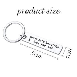 FUNCYboo Drive Safe Keychain, Drive Safe Beautiful Keychain I Love You keychain for Wife Daughter Sister Girlfrend Mothers Day Gifts