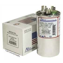 Amrad 35 + 7.5 uF MFD x 370 / 440 VAC Motor Run Capacitor AmRad USA2291 - Made in USA