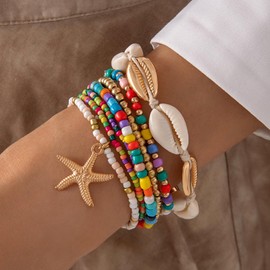 choice of all Shell Bracelets for Women Boho Layered Beaded Bracelets Seashell Bracelets Starfish Bracelets Summer Beach Bracelets Jewelry Accessories