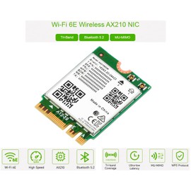 Tarjeta WiFi 6E AX210 NGW inalámbrica AX210 WiFi, módulo inalámbrico AX210 NIC, Gigabit 2.4G/5G/6GHz Tri Band Wi-Fi 6E, 802.11AX estándar, Bluetooth 5.2, MU-MIMO, compatible con Linux, Windows