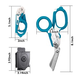 Elegital Emergency Response Shears, Stainless Steel Foldable Scissors Pliers, Outdoor Camping Rescue Scissors Tools Blue