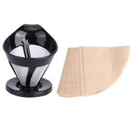 Reusable Stainless Steel Fine Coffee Filter Mesh Strainer Coffee Machine Accessory with Filter Paper