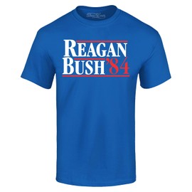 Reagan Bush '84 Retro T-Shirt Vintage Presidential Campaign Tee Shirts Small Royal Blue