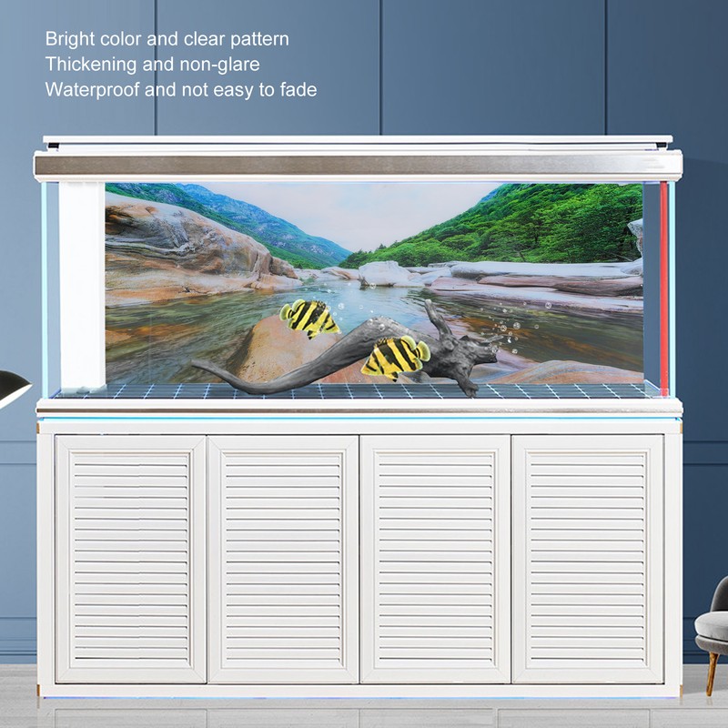 PVC Mountain Interval Rivers Fish Tanks Wallpaper Aquarium Background Poster