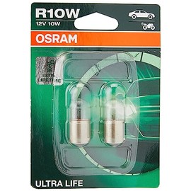 OSRAM ULTRA LIFE R10W halogen tail light, number plate light, parking and position light, 5008ULT-02B, 12 V passenger car, double blister (2 unit), Yellow