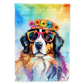 Caroline's Treasures DAC2461CHF Bernese Mountain Dog Hippie Dawg House Flag Large Porch Sleeve Pole Decorative Outside Yard Banner Artwork Wall Hanging, Polyester, House Size, Multicolor