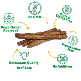 Lucky Premium Treats Beef Basted Rawhide Bull Sticks – All Natural Rawhide Beef Dog Treats, Gluten Free Premium Large Dog Treats (6 Chews)