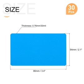sourcing map 30 Pack Blank PVC Cards 30mil ID Cards Blank Credit Cards Plastic Cards Waterproof & Double Sided Printing for ID Badge Printer, Graphics Sky Blue
