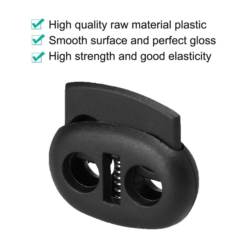 sourcing map 100pcs Plastic Spring Cord Locks Stopper Double Hole