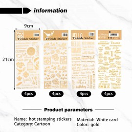 16 Retro Hot Stamping Stickers, Decorative Stickers, Letter Stickers, Scrapbook Stickers, DIY Accessories, Can Be Used to Decorate Photos, Computers, Water Cups, Etc.