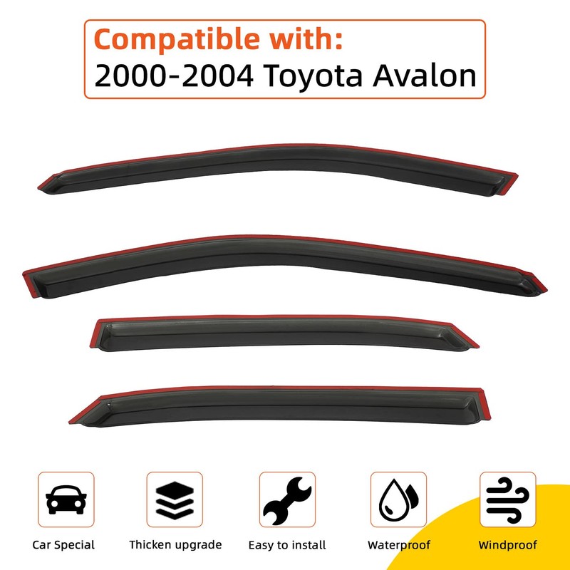 PLDDE Rain Guards Compatible with 2000-2004 Toyota Avalon Tape-On Side