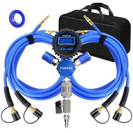 PUIBERS 4 Tire Inflation System, 4 Way Tire Inflation Deflation System, Air Down Tire Deflators Kit Fits Up to 155" Wheelbase,Simultaneous Four Wheel Inflation for Off-Road Vehicles Car