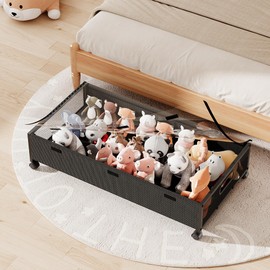 KITHELP Underbed Storage Containers with Wheels, Large Under Bed Drawers on Wheels with Removable Lids, Rolling Shoe Organizer Under Bed Storage Dresser Metal Drawers for Clothes Toys Blankets