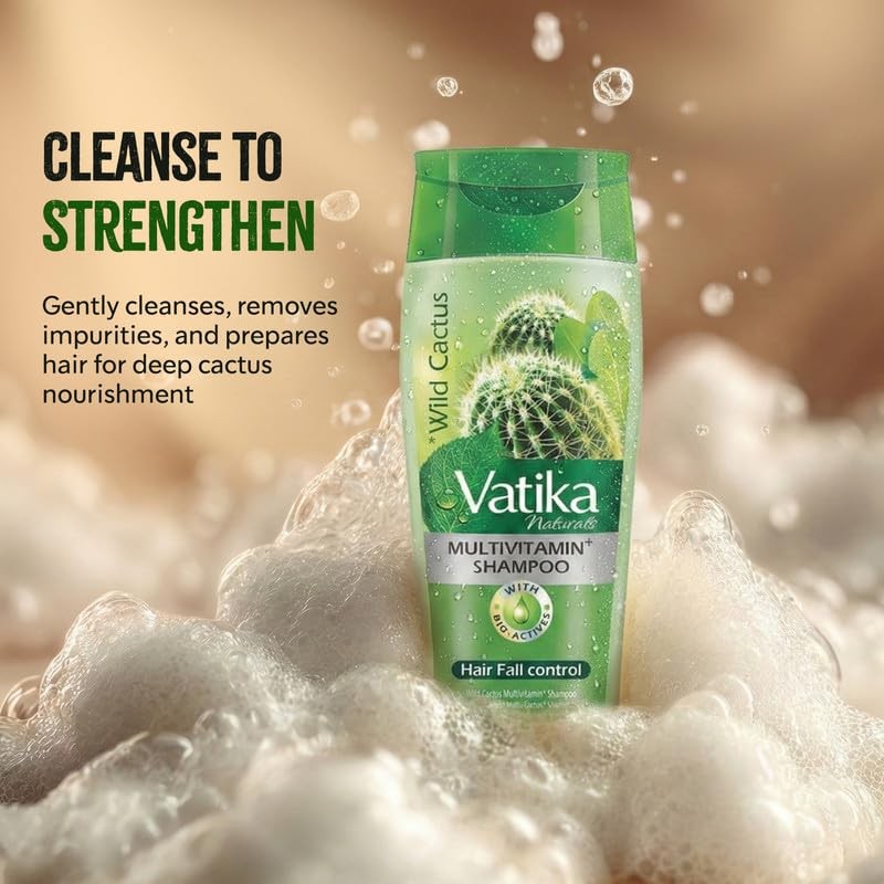 Vatika Naturals Cactus Shampoo & Conditioner Combo – Strengthens Weak