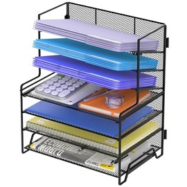 Organizador de archivos de escritorio de 7 niveles, clasificador de papel de malla metálica, bandeja de cartas, organizador de escritorio para el hoga