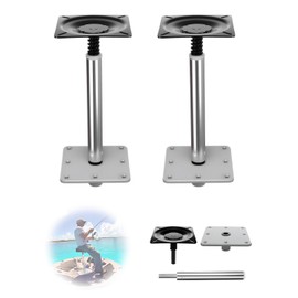 Boat Cabin Seat Pedestal Kit 3 Set – 3/4" Boat Seat Pin Post, 6.7" x 6.7" Plate Base Seat and Mount Replacement, Captain Chair Pedestal for Fishing, 2-Pack