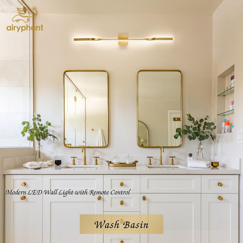 AIRYPHANT 48in Gold LED Vanity Light Harwired Wall Sconce, Long